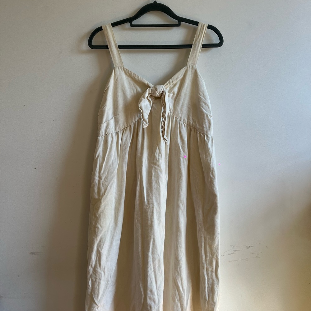 Who What Wear Cream Tie-Front Dress
